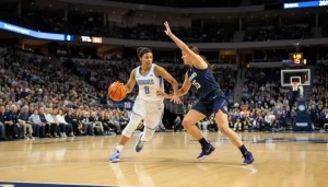 WNBA Frauen-Basketball-Spiel mit Spielerinnen in Aktion auf dem Parkett