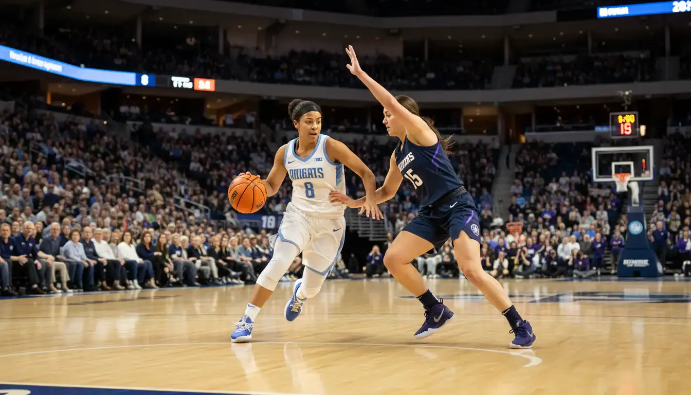 WNBA Frauen-Basketball-Spiel mit Spielerinnen in Aktion auf dem Parkett